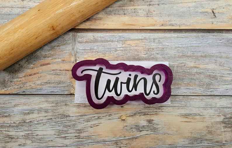 Twins Hand Lettered Cookie Cutter and Fondant Cutter and Clay Cutter with Optional Stencil,
                      cookie stencil, stencil, baby stencil, letter stencils, stencil designs, custom stencils, penguin cookie cutter, b cookie cutter, ninja cookie cutters, pizza slice cookie cutter, etsy cookie stamp, bowling pin cookie cutter, mickey mouse cake cutter, jack o lantern cookie cutter,
                      