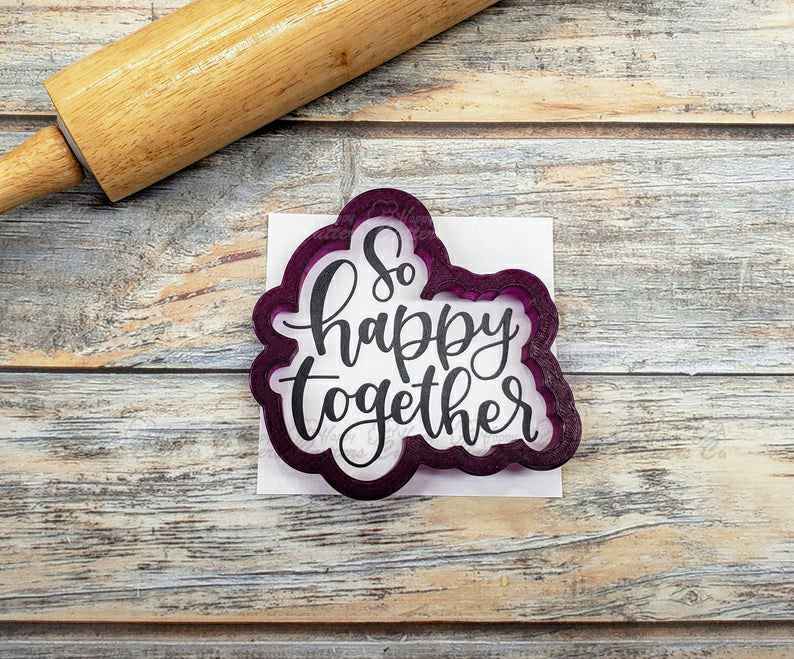 So Happy Together Hand Lettered Cookie Cutter and Fondant Cutter and Clay Cutter with Optional Stencil,
                      cookie stencil, stencil, baby stencil, letter stencils, stencil designs, custom stencils, cracker cutter, 4th of july cookie cutters, bendy cookie cutter, dog biscuit cutters, sailor moon cookie cutter, large sunflower cookie cutter, small flower cookie cutter, pokemon cutter,
                      