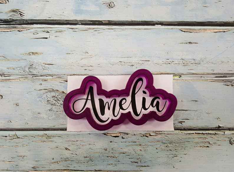 Amelia Hand Lettered Cookie Cutter and Fondant Cutter and Clay Cutter,
                      letter cookie cutters, cursive letter cookie stamp, cursive letter fondant cutters, fancy letter cookie cutters, large letter cookie cutters, letter shaped cookie cutters, woodland cookie cutter set, baby shower biscuit cutters, 40 cookie cutter, santa face cookie cutter, round metal cookie cutters, iron man cookie cutter, small metal cookie cutters, once bitten cookie cutter,
                      