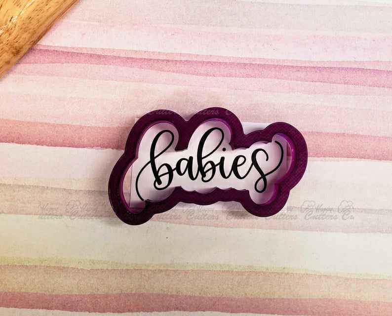 Babies Hand Lettered Cookie Cutter and Fondant Cutter and Clay Cutter with Optional Stencil,
                      cookie stencil, stencil, baby stencil, letter stencils, stencil designs, custom stencils, flame fondant cutter, snowflake cookie cutter, sloth cookie cutter, mini leaf cookie cutter, scooby doo cookie cutter, arrow cookie cutter, miniature cookie cutters, pink ribbon cookie cutter,
                      