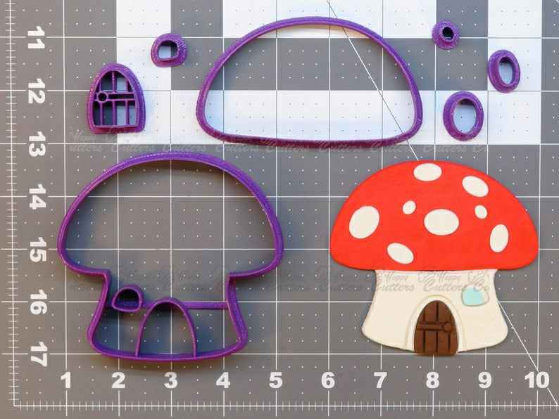 Mushroom House Cookie Cutter Set, Fondant Cutter, Clay Cutter
