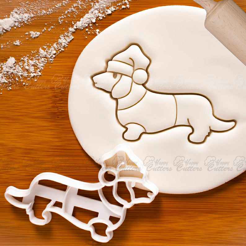 Christmas Dachshund cookie cutter - Cute dog with sweater and Santa Hat, treats for Xmas winter festive doggy party,
                      animal cutters, animal cookie cutters, farm animal cookie cutters, woodland animal cookie cutters, elephant cookie cutter, dinosaur cookie cutters, hot air balloon cookie cutter, sweet sugarbelle christmas platter set, snowflake biscuit cutter, sonic the hedgehog cookie cutter, truly mad plastic, animal cracker cookie cutters, new cookie cutters, fluted cookie cutter,
                      