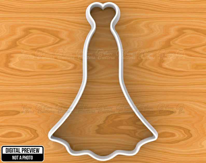 Wedding Dress Cookie Cutter, Selectable sizes, Sharp Edge Upgrade Available SKU1130,
                      dress cookie cutter, t shirt cookie cutter, shirt cookie cutter, pants cookie cutter, jacket cookie cutter, tutu cookie cutter, house cookie cutter, baby jesus cookie cutter, iron man cookie cutter, roblox cookie cutter, bird cookie cutter, winter hat cookie cutter, cookie cutter tree, bride to be cookie cutter,
                      