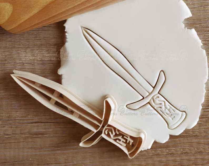 Sword Medieval Fantasy RPG Cookie Cutter Pastry Fondant Dough Biscuit,
                      pirate cookie cutter, knight cookie cutter, pirate ship cookie cutter, castle cookie cutter, crown cookie cutter, axe cookie cutter, foot cookie cutter, floral cookie cutter, angel cookie cutter, mini shape cutters, fruit and vegetable shaped cookie cutters, trophy cookie cutter, doll cookie cutter, fire engine cookie cutter,
                      